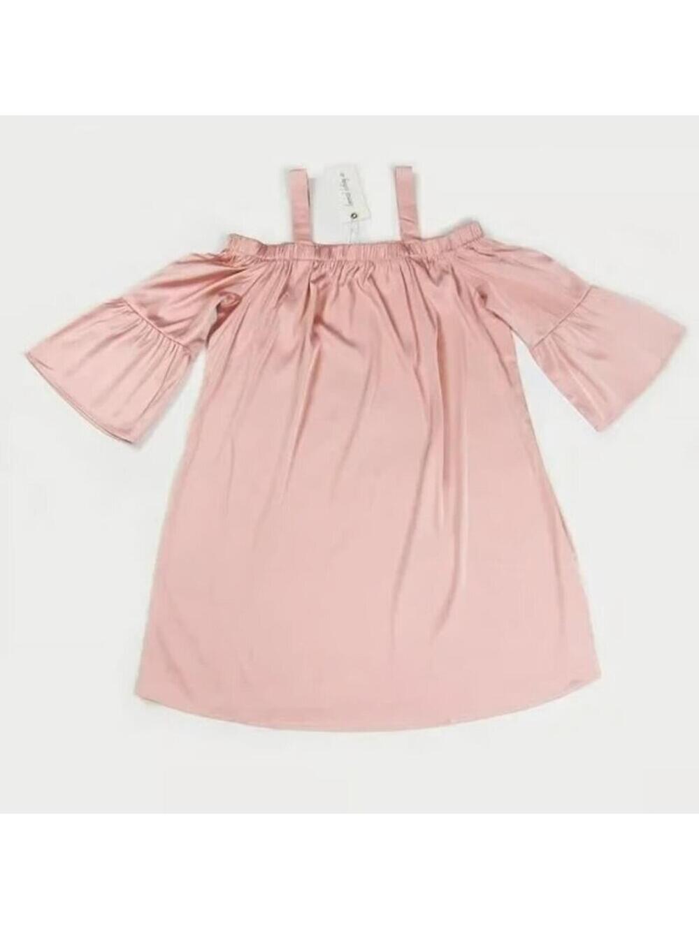 Off-Shoulder Pink Mini Dress with Strap Detail